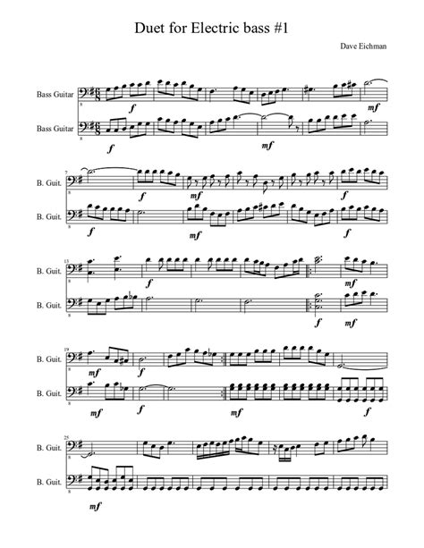 Duet for Electric bass #1 Sheet music | Download free in PDF or MIDI | Musescore.com