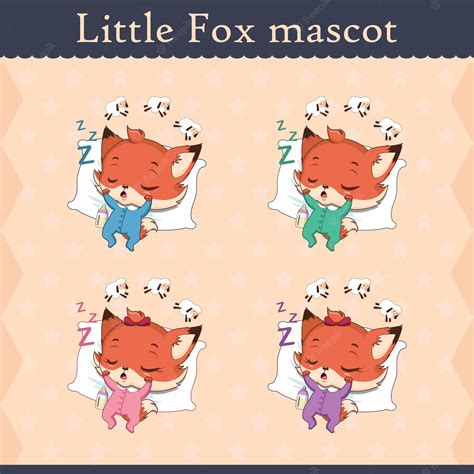 Premium Vector | Cute baby fox mascot set - sleeping pose