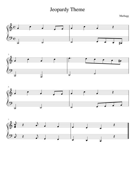 Jeopardy Theme sheet music for Piano download free in PDF or MIDI