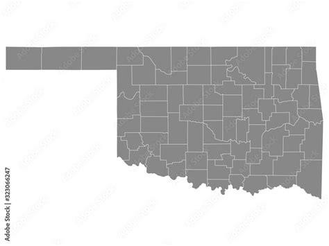 Gray Outline Counties Map of US State of Oklahoma Stock Vector | Adobe ...