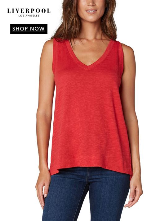 Everyday True Red V-Neck Tee in 2021 | Lounge wear, Sleeveless tshirt ...