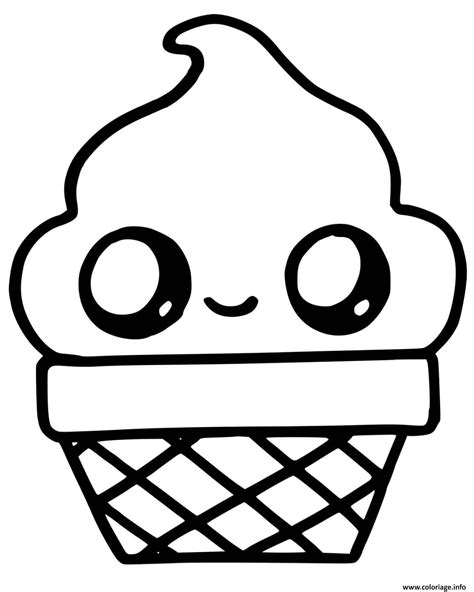 Coloriage cute icecream kawaii - JeColorie.com