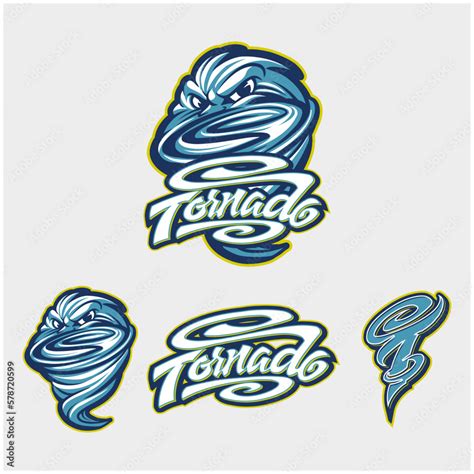 Tornado Mascot Logo with Swirl, Logotype, and Monogram Stock Vector | Adobe Stock