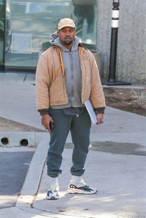 Kanye West wearing Yeezy Season 5 Calabasas Hat, Adidas Yeezy Wave Runner 700 Kanye West Outfits ...