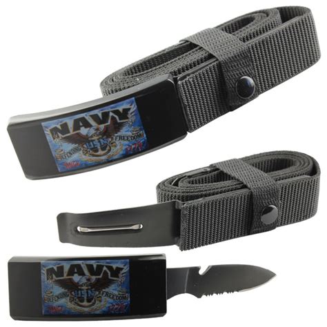 Navy Adjustable Nylon Tactical Belt Knife With Hidden Blade