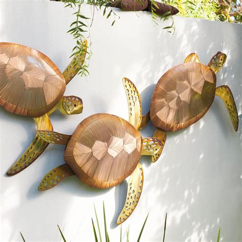 Sea Turtle Trio Metal Wall Art | Turtle wall art, Outdoor wall art, Turtle wall decor