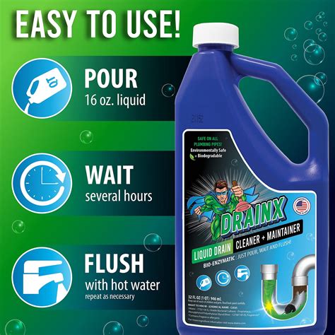 Drain Cleaner and Maintainer Solution, 1 Quart, 32 fl oz – DrainX