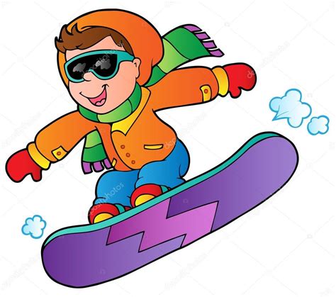 Cartoon boy on snowboard — Stock Vector © clairev #7788504