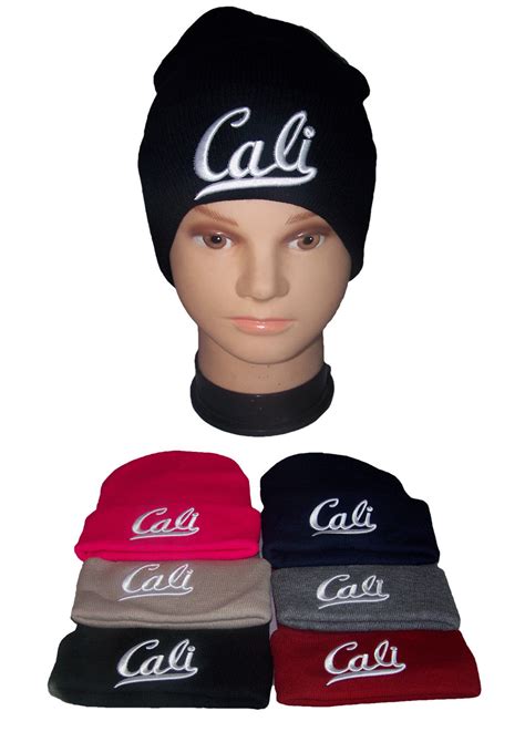 "CALI" Beanies Knitted Winter Caps For Adults Embroidered - Navy Color - Gifts (Wca128 Z ...