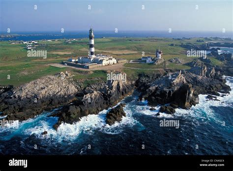 France, Finistere, Ile d'Ouessant, Creach lighthouse, the most powerful lighthouse in Europe ...