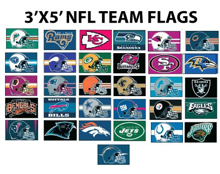 NFL TEAM FOOTBALL FLAGS 3X 5 FT $ 27.98 sale priced