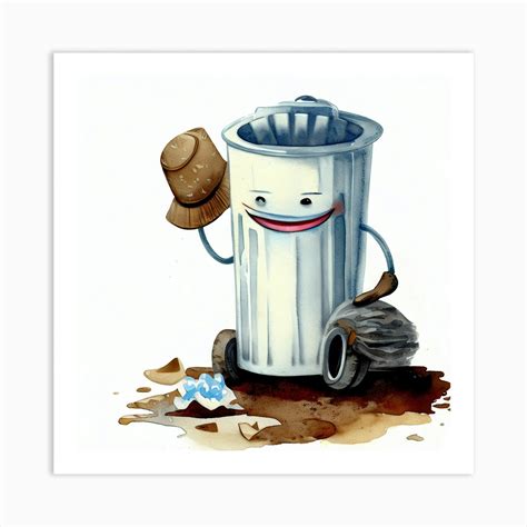 Cartoon Garbage Can Art Print by ARTKECH - Fy