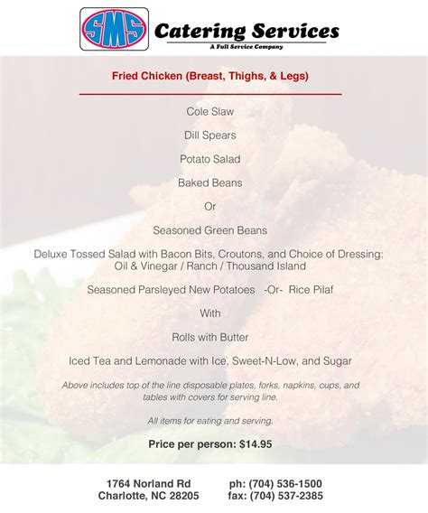 Fried Chicken Catering Menu | SMS Catering Charlotte