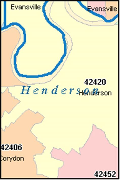 HENDERSON County, Kentucky Digital ZIP Code Map