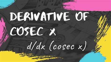 Derivative of cosec x | using quotient rule | proof | derivative of trigonometric functions ...