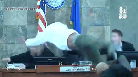 Full video shows Las Vegas courtroom chaos as man attacks judge