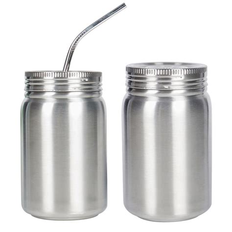 2020 Straw Water Cup Double Wall Stainless Steel Vacuum Insulated Thermal Mug Mason Cup European ...