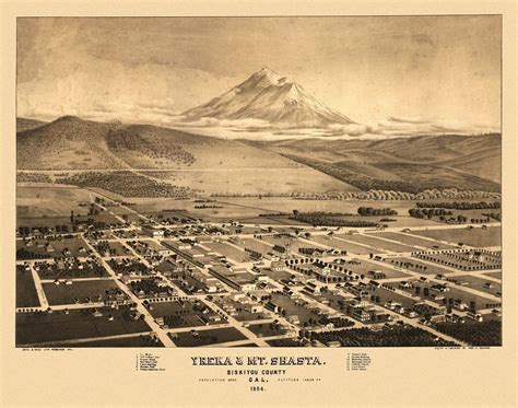 Historic Map of Yreka California 1884 Siskiyou County | California travel road trips, Siskiyou ...