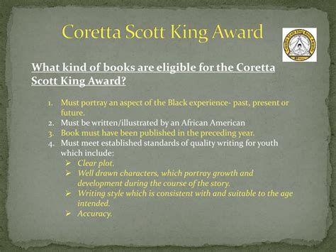 PPT - Coretta Scott King Book Award PowerPoint Presentation, free download - ID:2238597