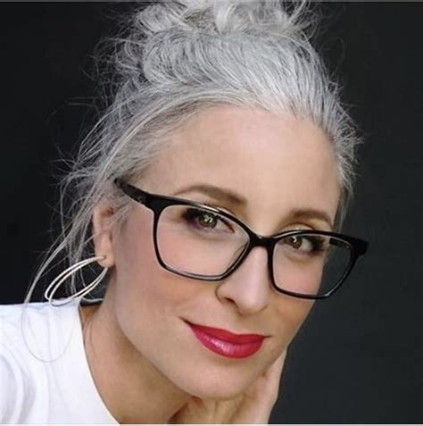 Grey Hair And Glasses, Black And Grey Hair, Silver White Hair, Grey Hair Over 50, Long Gray Hair ...