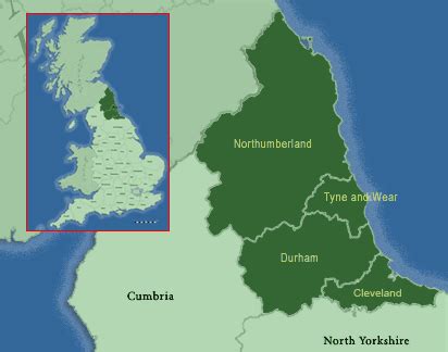 Map of North East England