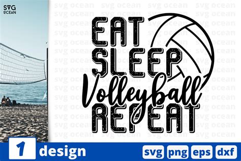 1 EAT SLEEP VOLLAYBALL REPEAT, volleyball quote cricut svg By SvgOcean | TheHungryJPEG