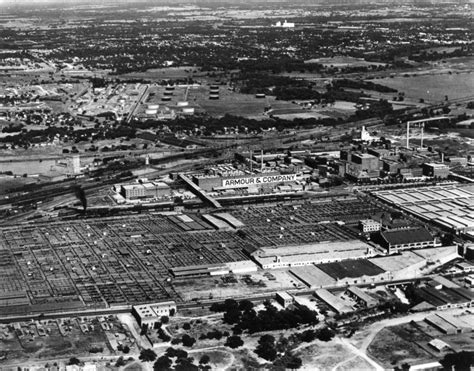 (site) An aerial photo of the Fort Worth Stockyards. Date is unknown, however from close ...