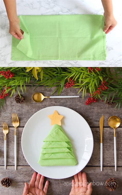 Christmas Tree Napkin Folding in 2 Minutes - A Piece Of Rainbow