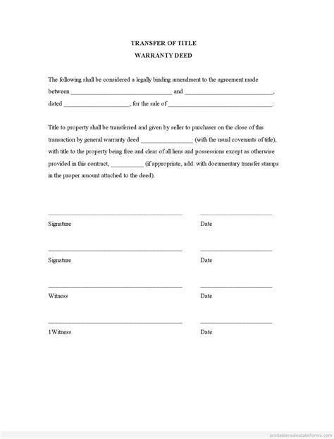 Free Warranty Deed Template -Title Transfer Forms(WORD)