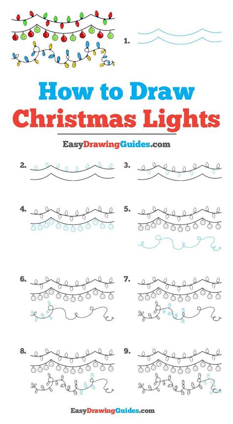 How to Draw Christmas Lights - Really Easy Drawing Tutorial | Christmas lights drawing, Easy ...