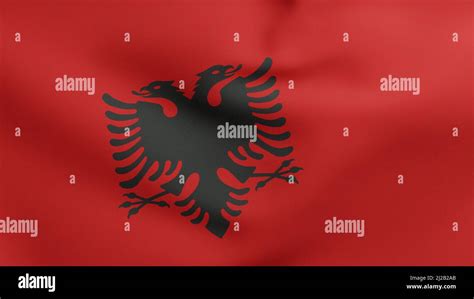 National flag of Albania waving 3D Render, Republic of Albania flag ...