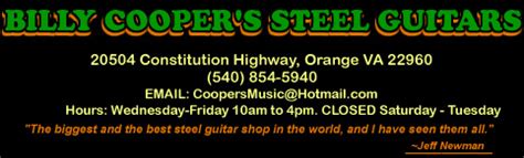 Welcome to Billy Cooper's Steel Guitars