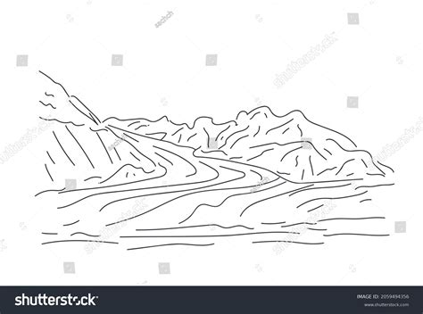 Mountain Landscape Line Drawing Vector Illustration Stock Vector ...