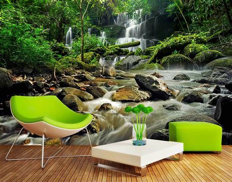 Waterfall Wallpaper Mountains Nature Lake Water 3d Landscape - Etsy