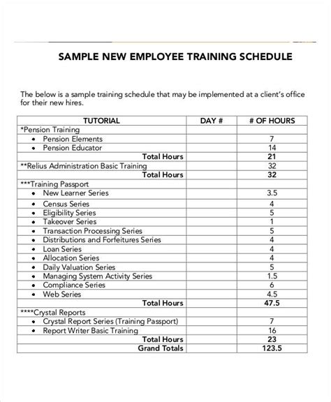 14+ Employee Training Schedule Template - Word, PDF, Google Docs, Apple ...