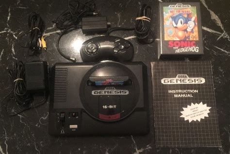 #sega genesis model 1 console system with box & sonic 1. 1991. tested ...