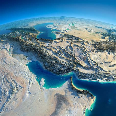 Exaggerated Relief Map of the Persian Gulf Region | Earth from space, Relief map, World geography