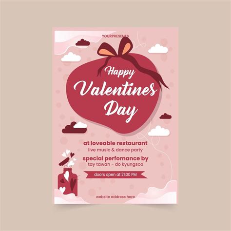 Happy Valentine's Day posters. Vector elegant template of a poster for a party of Valentine's ...