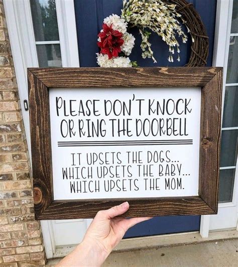 Please don't knock or ring the doorbell | Don't ring the bell | Front porch sign | Funny Front ...