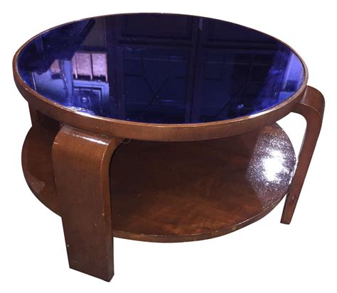 Mid-Century Modern Blue Glass Coffee Table | Chairish