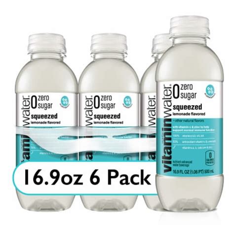 Vitaminwater® Zero Sugar Squeezed Lemonade Flavored Bottled Water, 6 bottles / 16.9 fl oz - Kroger