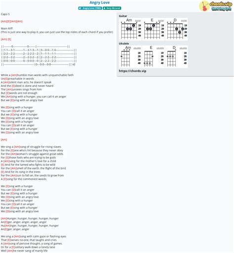 Chord: Angry Love - tab, song lyric, sheet, guitar, ukulele | chords.vip