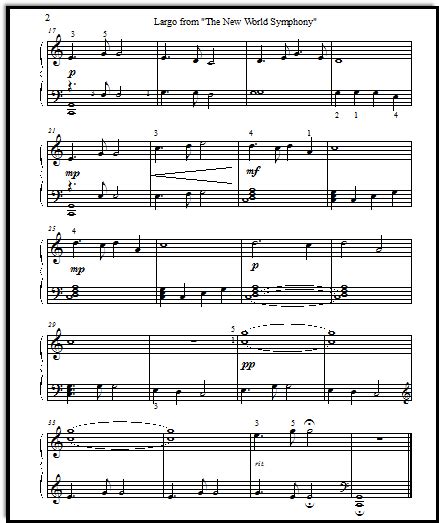 Largo from "The New World Symphony" - FREE Printable Sheet Music for Piano