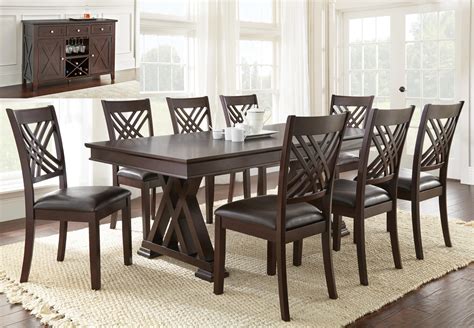 Steve Silver Adrian 8 Piece Table and Chair Set with Server | Wayside Furniture | Formal Dining ...