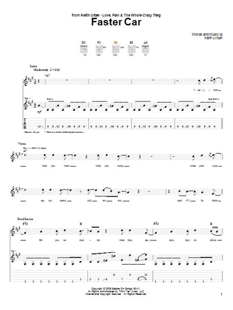 Faster Car by Keith Urban - Guitar Tab - Guitar Instructor