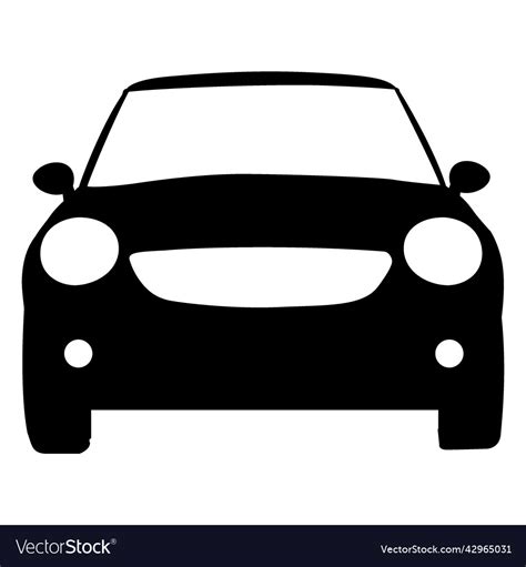 City car front view silhouette Royalty Free Vector Image