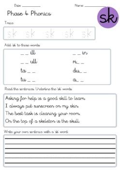 Phase 4 Phonics - first 3 worksheets! FREE! by MissEsShopCo | TpT