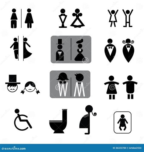 Toilet signs vector set stock vector. Illustration of bathroom - 36323784