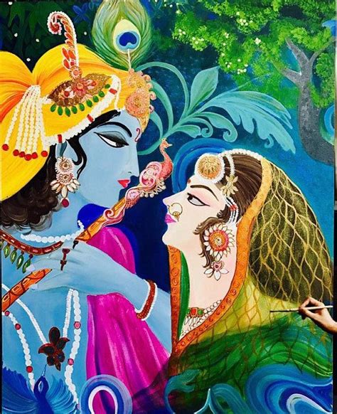 The Radha Krishna Divine Couple Modern Contemporary Abstract - Etsy India | Indian art paintings ...