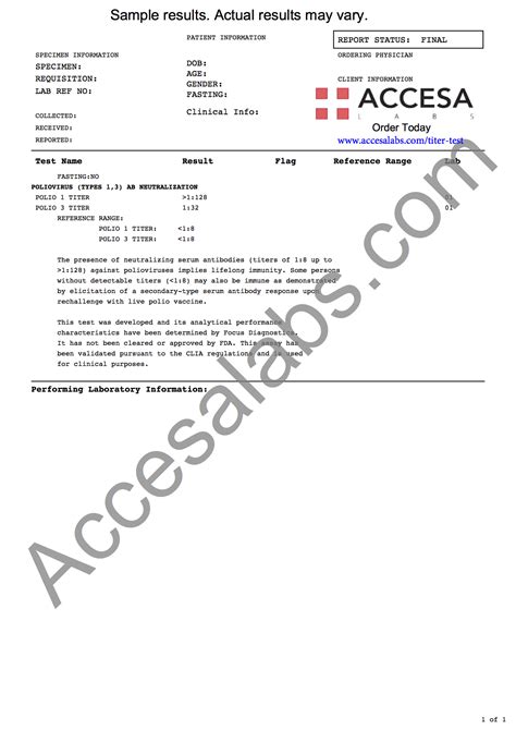 Polio Titer - Poliovirus Blood Test for Immunity | Accesa Labs